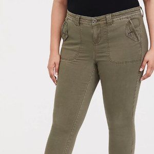 Torrid Crop Twill Military Pant - Olive Green